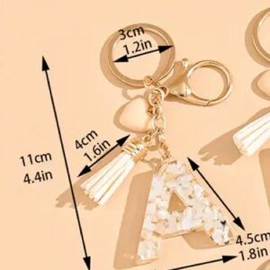 NEW Monogram letter A adorable resin gold keychain. 4x2”
